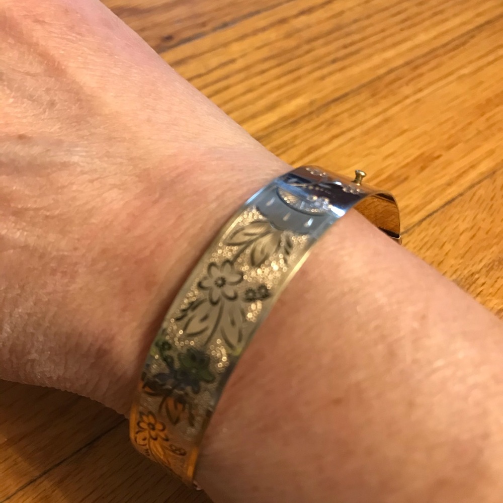 Vintage delicate  child’s etched copper bracelet